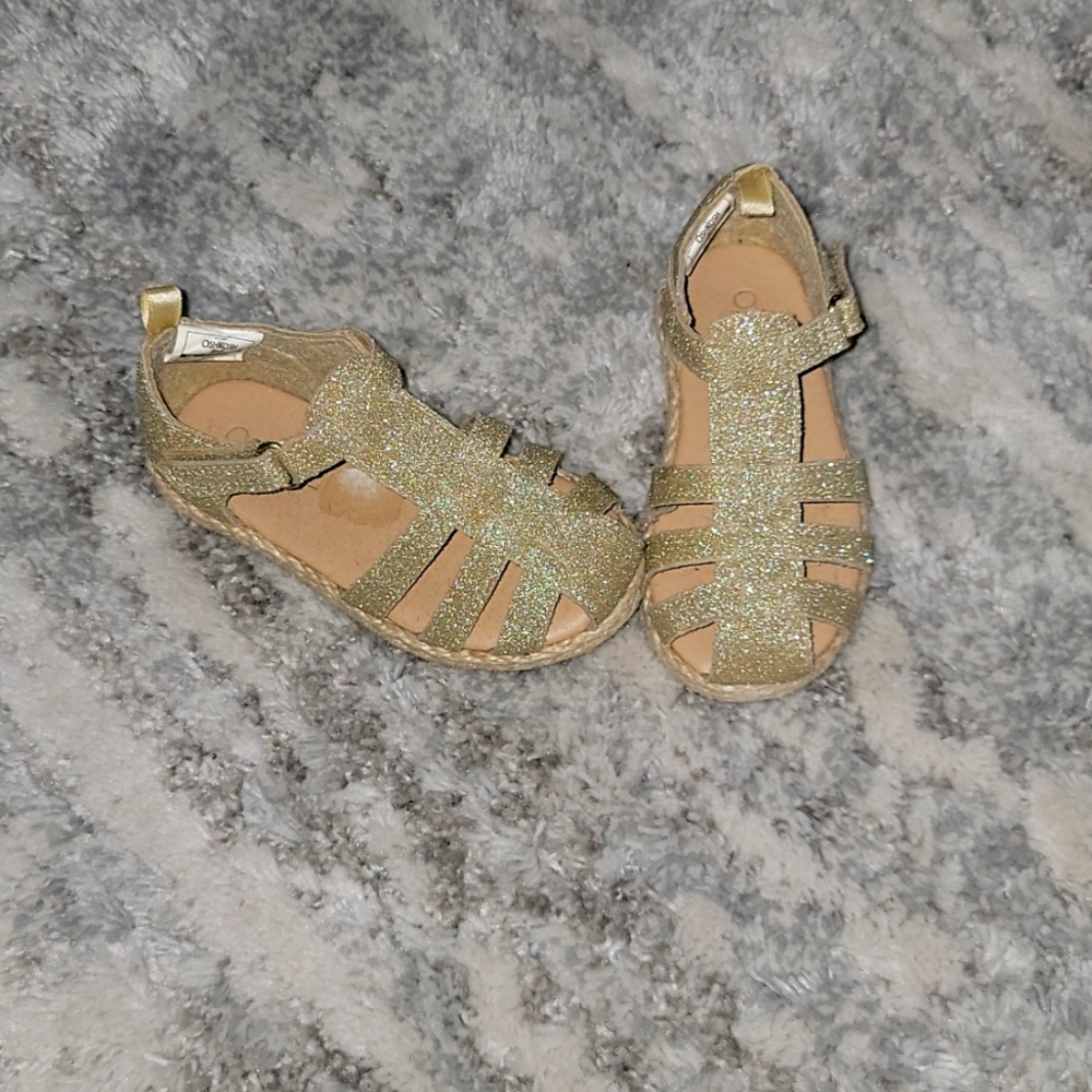 Toddler gold glitter velcro sandals
